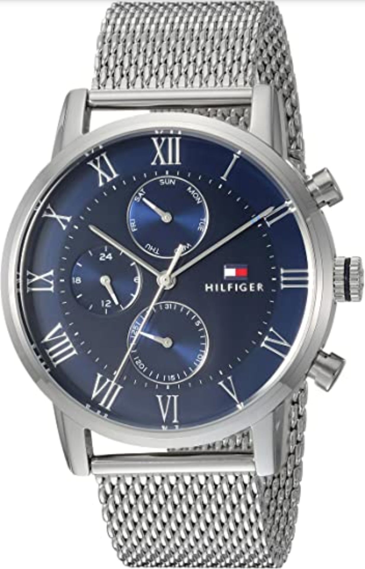 Tommy Hilfiger 1791398 Kane Men's 44mm Silver Mesh Band Chronograph Watch - Image 2 of 7