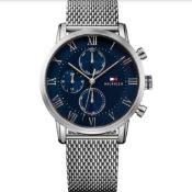 Tommy Hilfiger 1791398 Kane Men's 44mm Silver Mesh Band Chronograph Watch