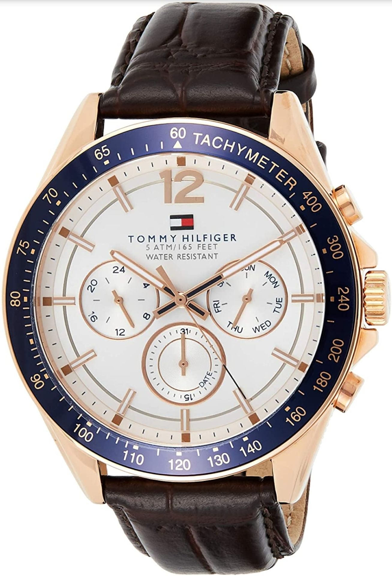 Men's Tommy Hilfiger Brown Leather Strap Chronograph Watch 1791118 - Image 2 of 7