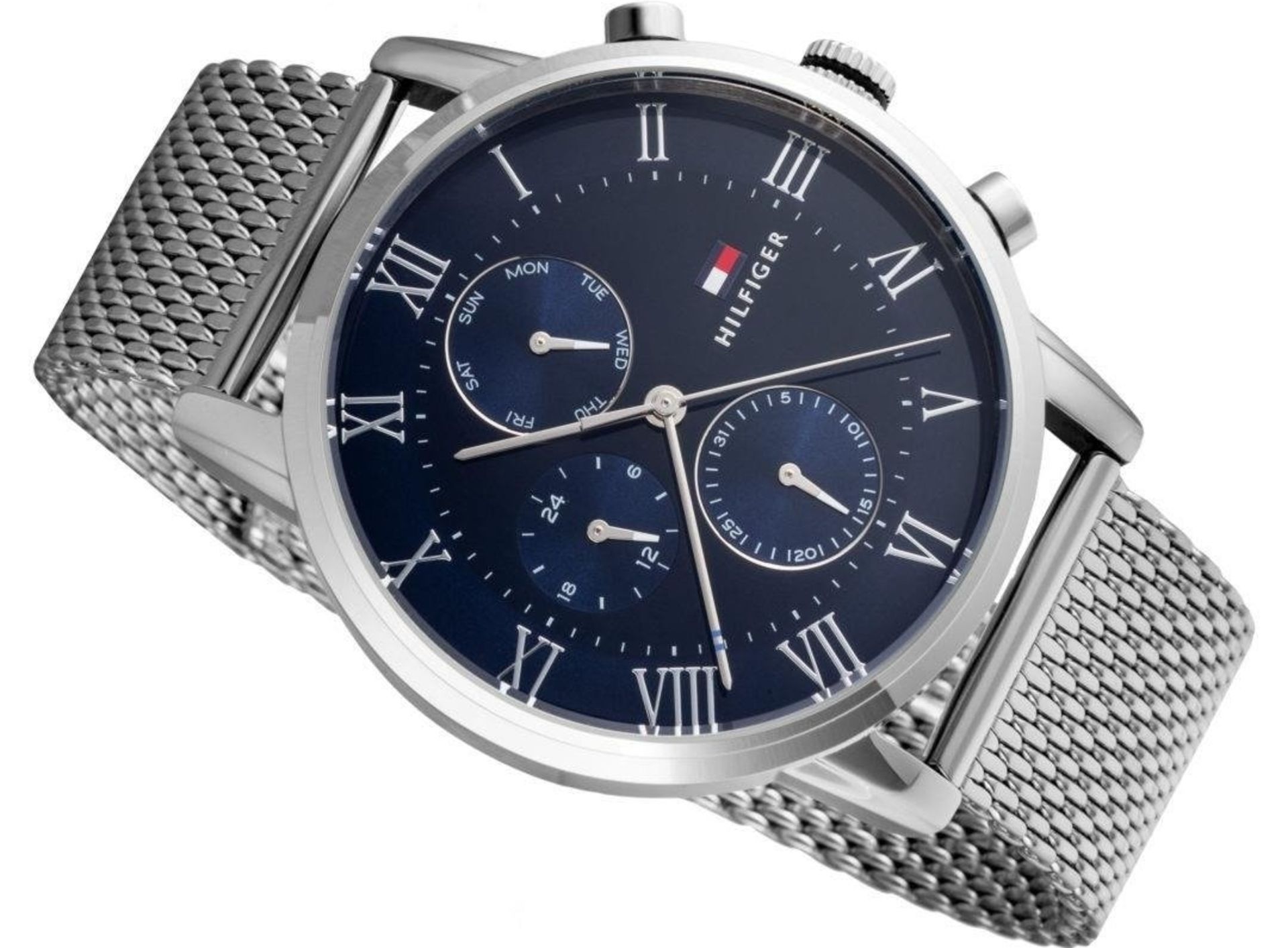 Tommy Hilfiger 1791398 Kane Men's 44mm Silver Mesh Band Chronograph Watch - Image 3 of 7