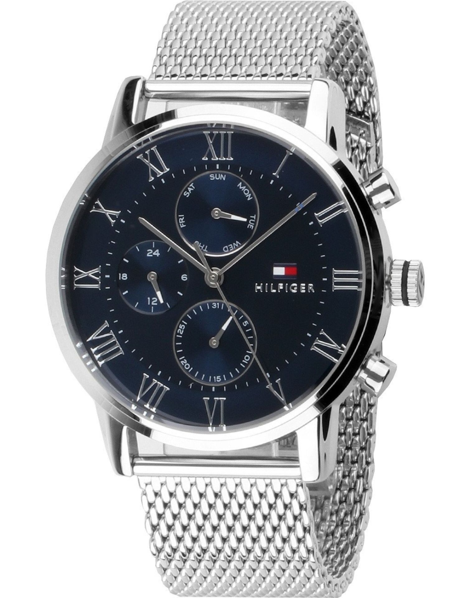 Tommy Hilfiger 1791398 Kane Men's 44mm Silver Mesh Band Chronograph Watch - Image 6 of 7