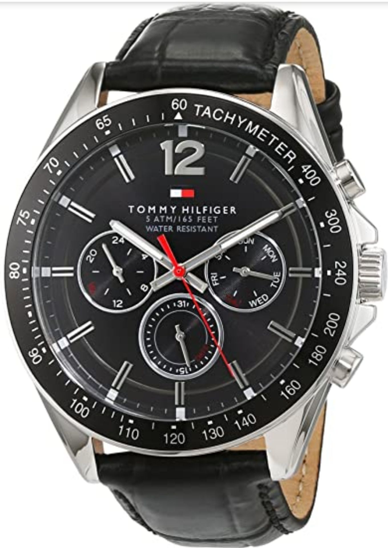 Tommy Hilfiger 1791117 Men's Black Dial Black Leather Watch - Image 2 of 8