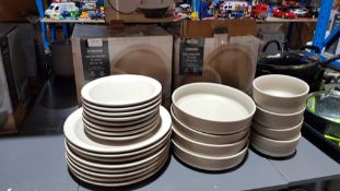 (R2F) Household. 24 Piece Stoneware Natural Speckle Dinner Set