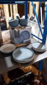 (R2I) Kitchen. 12 Piece Stoneware 2 Tone Dinner Set (Blue / White)