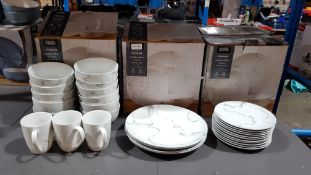 (R2H) Kitchen. 29 X Porcelain Marble Effect Dinner Set