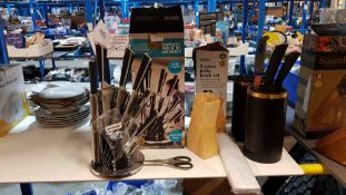 (R15H) Kitchen. 4 Items. Knife Set, To Include Taylors Eye Witness, 5 Piece Knife Block Set & 2 X