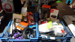 (R2B) Electronic. Contents Of 2 Baskets. To Include 2 X Kit Ultra Fast Mains Charger, One For All