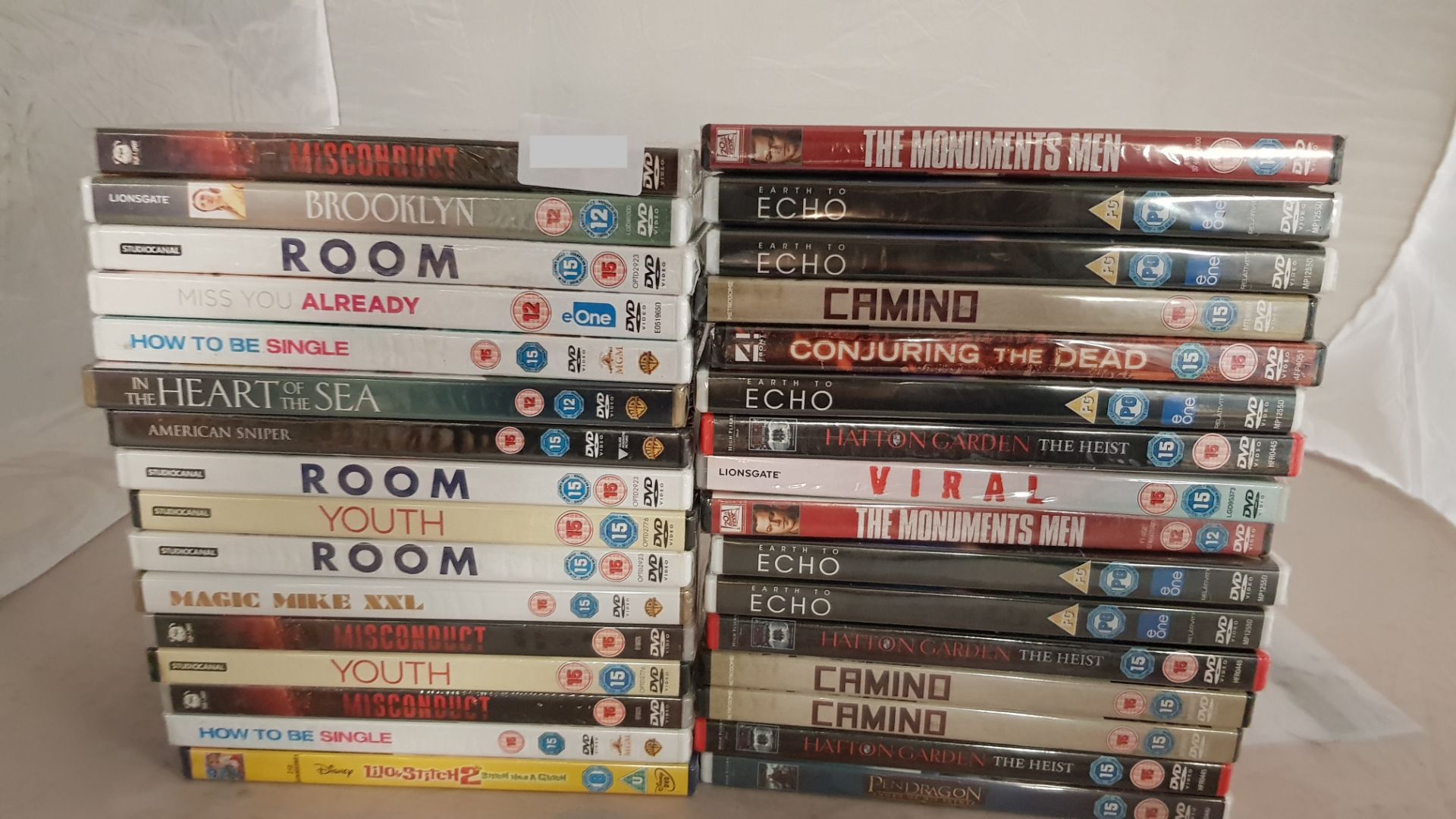 (R14F) 32 X Mixed DVD’s (All New /Sealed). To Include Camino, Hatton Gardens, Room, How To Be Sin