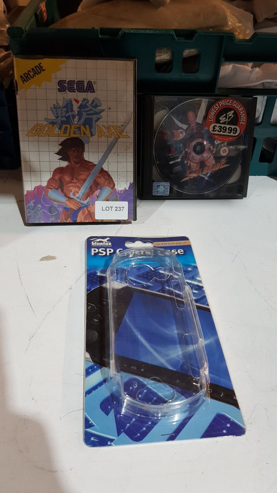 (R15C) Retro Gaming. 3 Items. 1 X Golden Axe Sega Master System, 1 X Soulblade PS1 Game (No Front