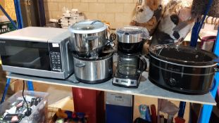 (R15D) 5 Kitchen Items. 1 X Sharp Microwave Silver1 X Crockpot (No Lid). 1 X Filter Coffee Machin