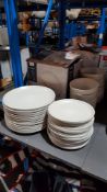 (R2G) Kitchen. 35 Piece Stoneware 2 Tone Dinner Set (Beige / White)