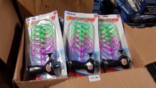 (R15I) Toys. Approx. 30 X High Flying Play 6 Flying Spinners With Launcher Packs (New)