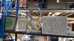 (R2I) Household. 5 Items. 2 X Wooden Photo Frame, 1 X Hexagon Shelf Set. & 2 X Butterfly Lap Tr