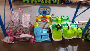 (R3P) Toys. Contents Of Floor. To Include 4 X My Sweet Baby Doll Prams 1 X Vtech 2 In 1 Sports Cen