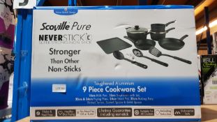 (R1I) Kitchen. 1 X Scoville Pure Neverstick C 9 Piece Toughened Aluminium 9 Piece Cookware Set