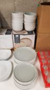 (R14I) Household. 31 Piece Stoneware 2 Tone Dinner Set (Grey / White)
