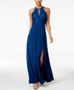 Nightway Lace Halter Gown Colour Peacock Rrp £108 Size 12