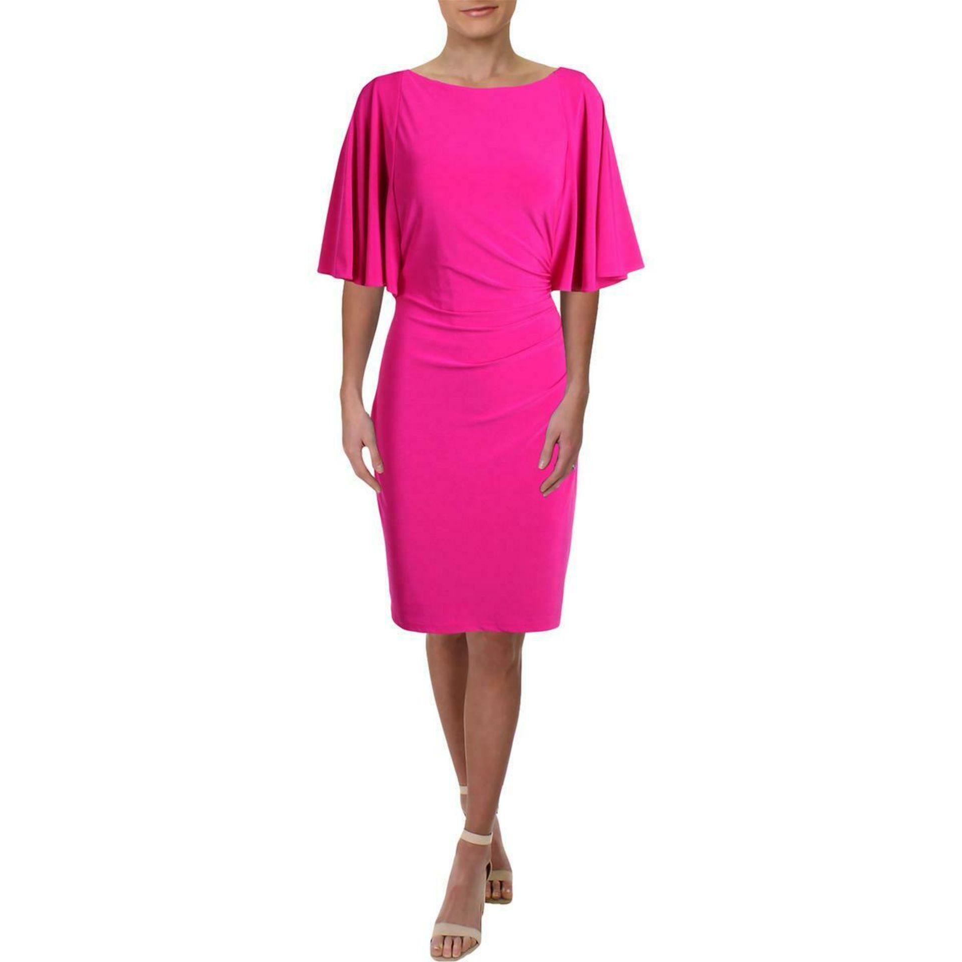 Lauren Ralph Lauren Womens Jessup Jersey Short Sleeves Cocktail Dress. Colour Paradise Pink Size 16