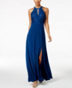Nightway Lace Halter Gown Colour Peacock Rrp £108 Size 14