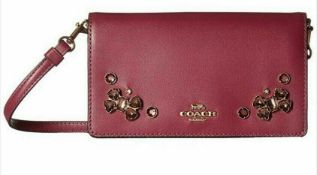 Coach Crystal Applique Slim Phone Crossbody Dark Berry Cross Body Handbags Rrp £230