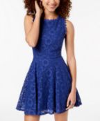 City Studios Juniors' Lace Fit & Flare Dress Colour Blue Size 4 Rrp £40