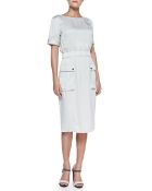 Jason Wu Satin Cargo Dress - Light Grey Uk 8 Rrp £545