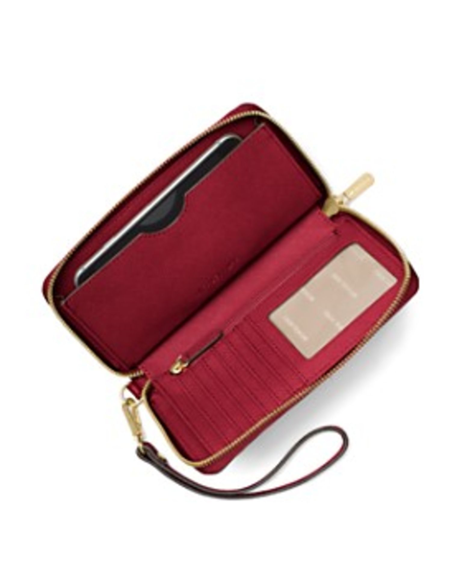 Michael Kors Flat Multi-Function Large Leather Smartphone Wristlet Colour Maroon Rrp £105 - Image 2 of 2