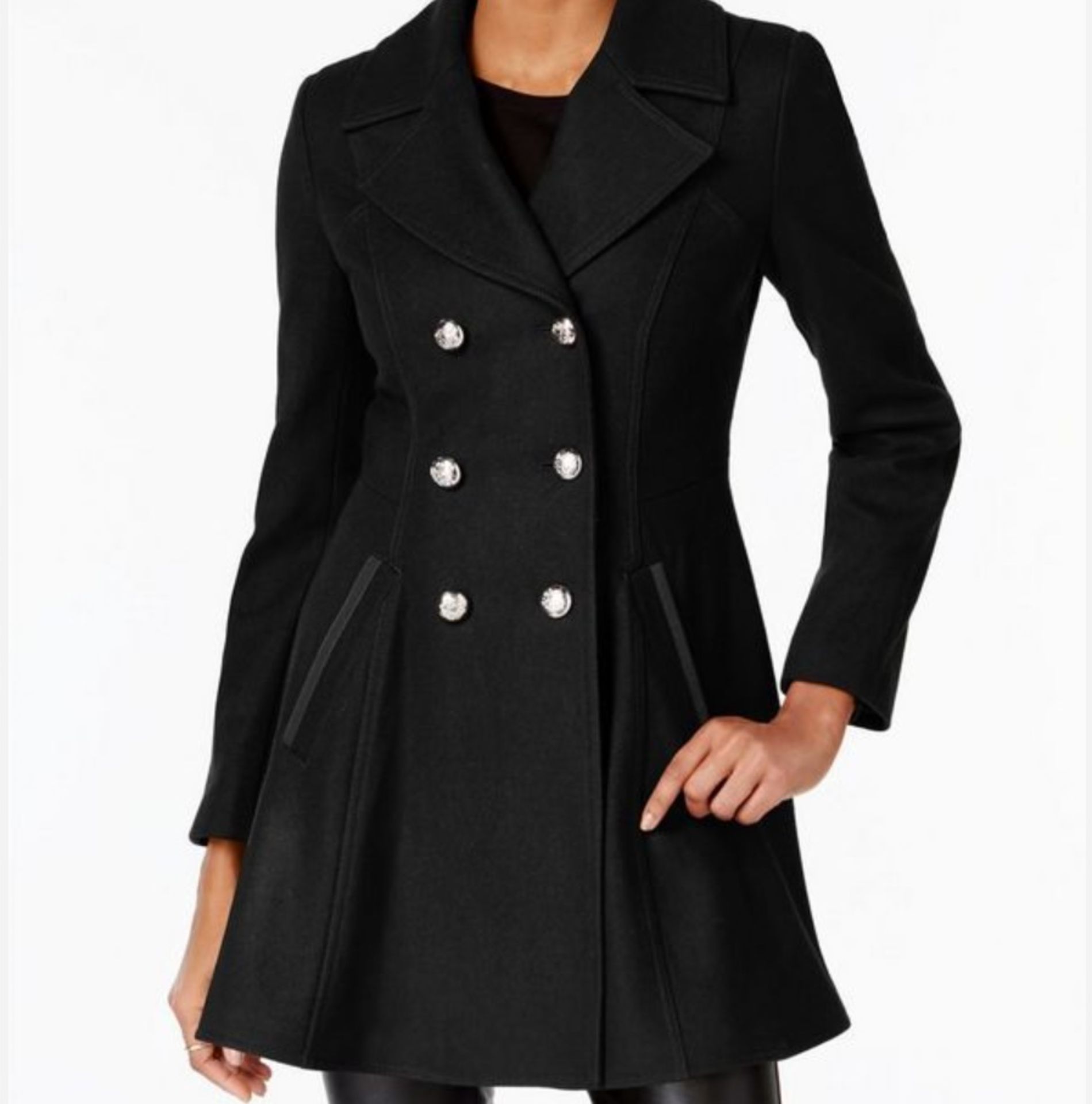 Laundry By Shelli Segal Petite Skirted Wool-Blend Peacoat Black Size M (Rrp £108) - Image 3 of 3