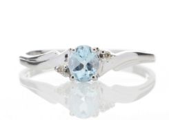 9ct White Gold Diamond and Blue Topaz Ring