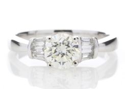 18ct White Gold Baguette Set Shoulders Diamond Ring 1.26 Carats