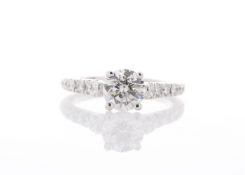 18ct White Gold Stone Set Shoulders Diamond Ring 1.47 Carats