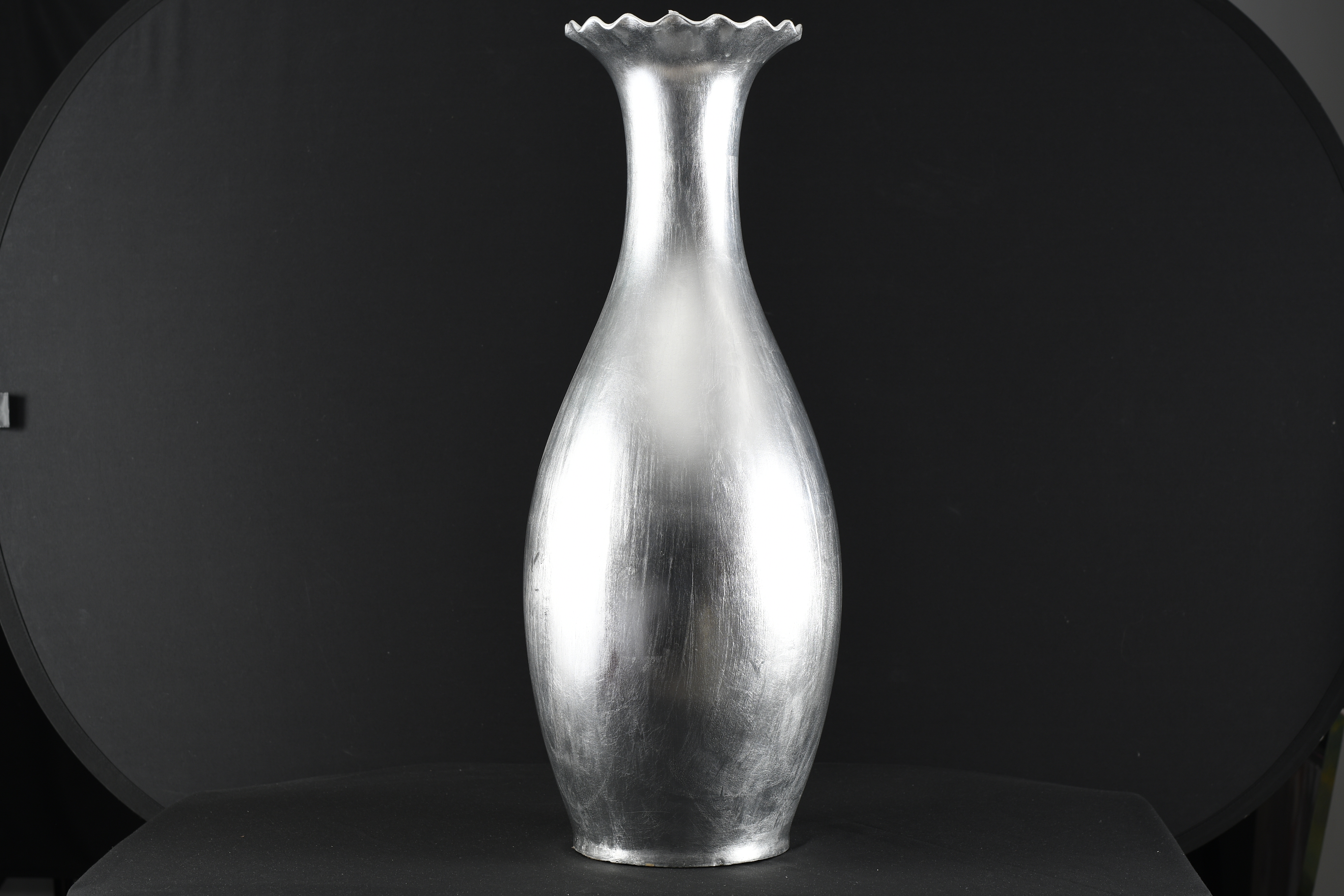 3ft Porcelain Silver Leaf Vase