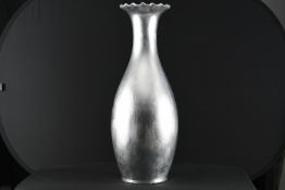 3ft Porcelain Silver Leaf Vase