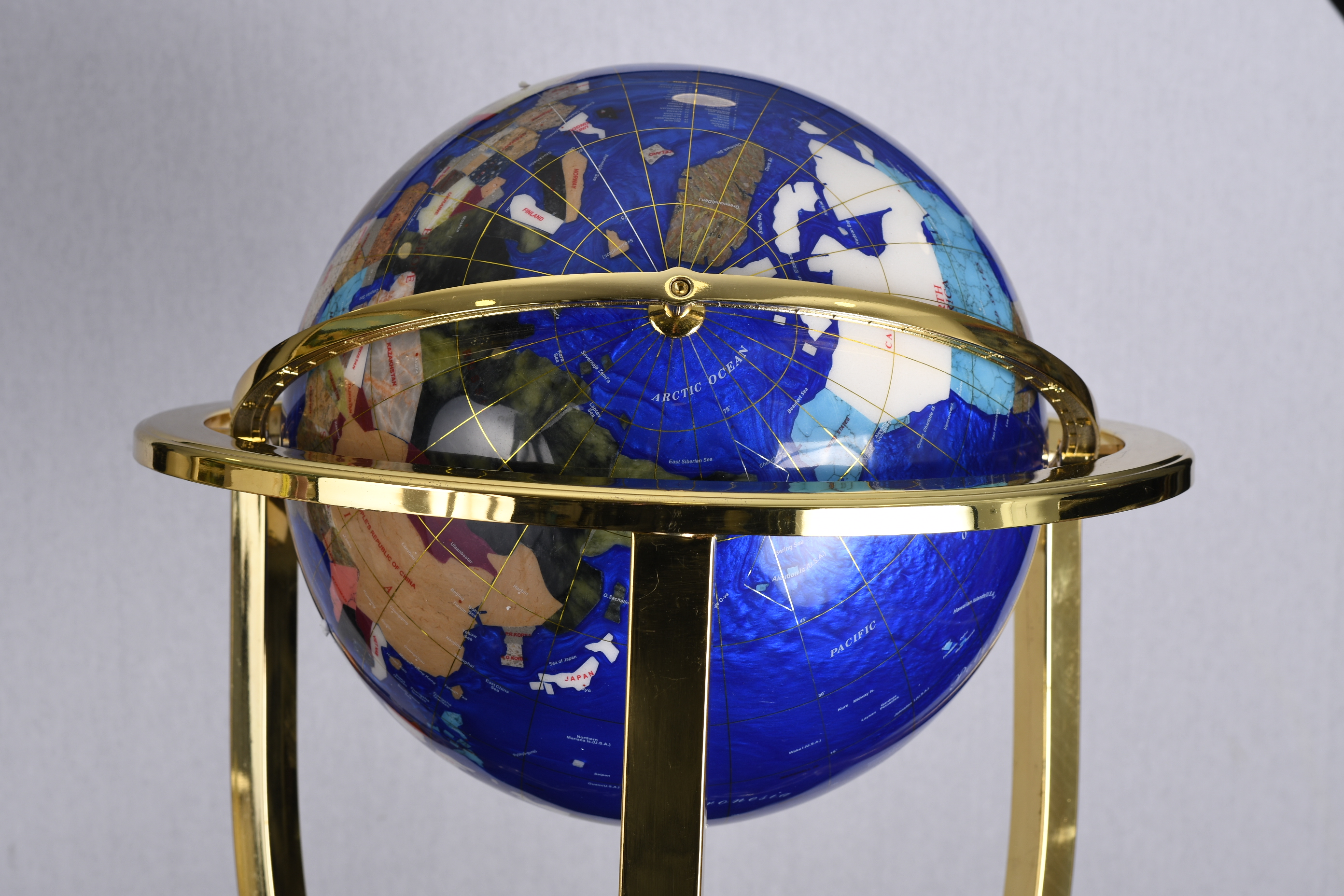 Handmade Semi-Precious Gem Stone Globe on Stand - Image 6 of 17