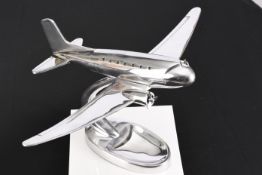 Polished Aluminium DC 10 Plane on Stand