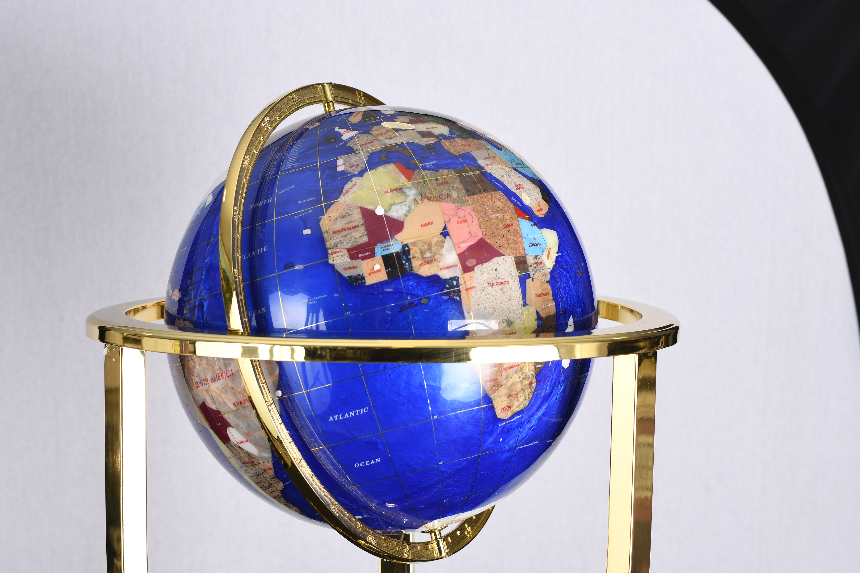 Handmade Semi-Precious Gem Stone Globe on Stand - Image 3 of 17