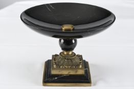 Heavy Black Marble Dish on Brass Stand