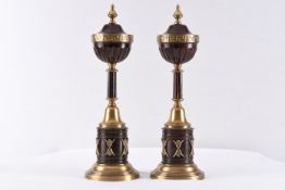 Pair of Brass Mantle Vases