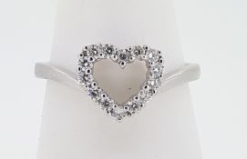 9ct (375) White Gold 0.28ct Diamond Open Heart Ring