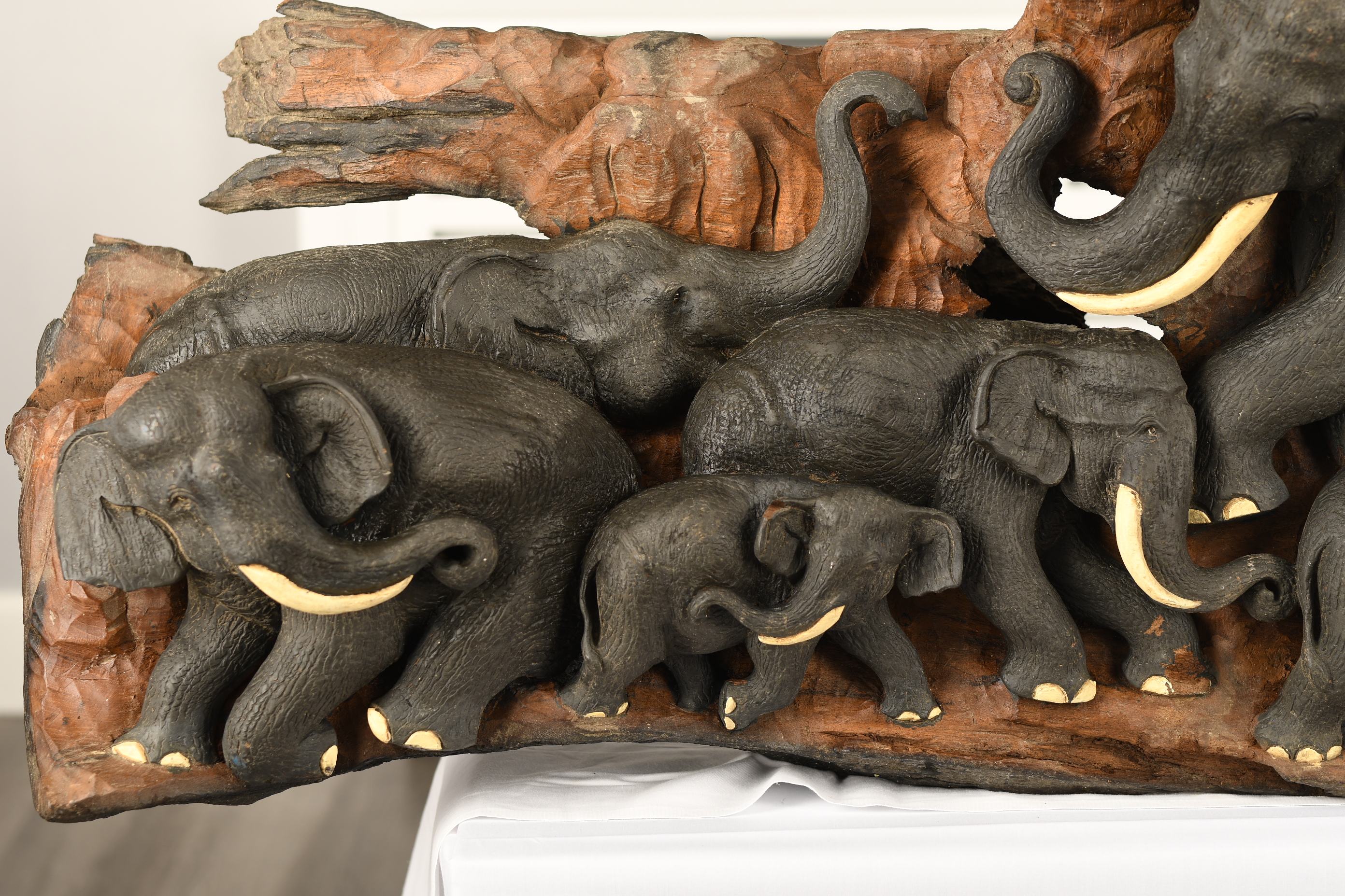 Large Elephant Wood Carving - Image 5 of 13