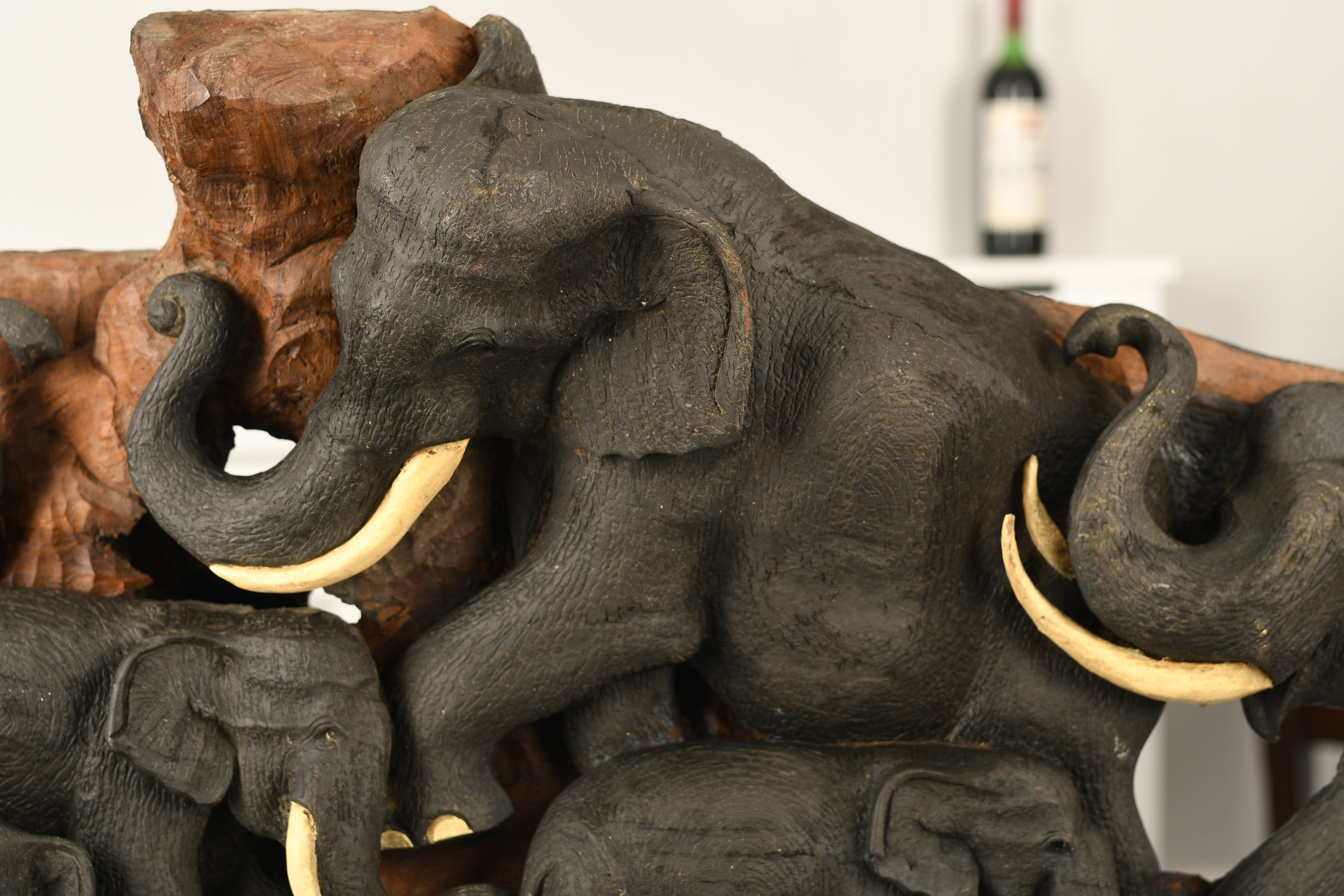 Large Elephant Wood Carving - Image 6 of 13
