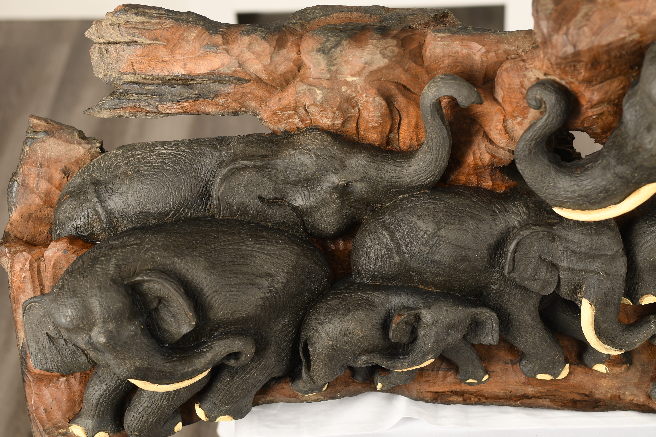 Large Elephant Wood Carving - Image 8 of 13