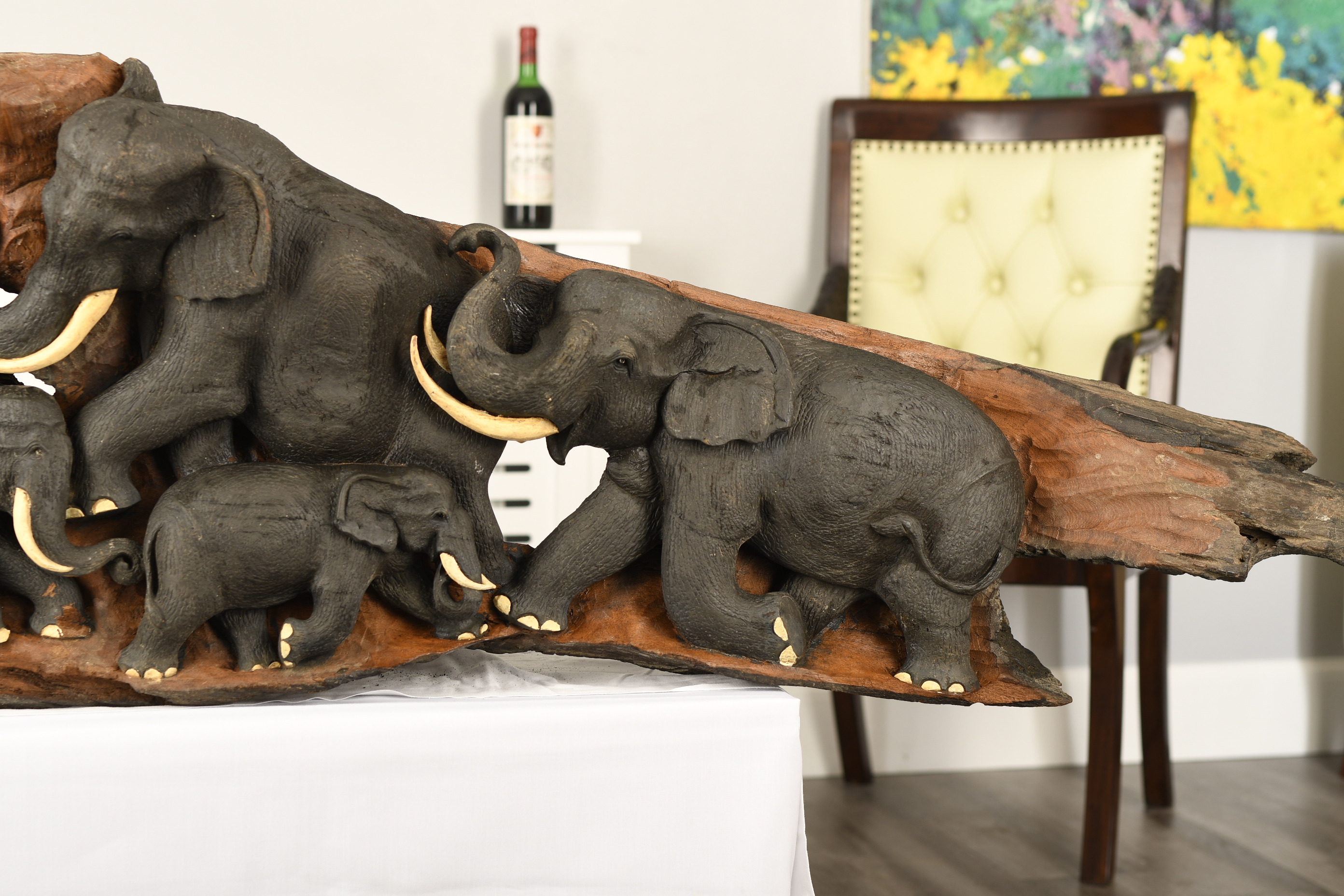 Large Elephant Wood Carving - Image 4 of 13