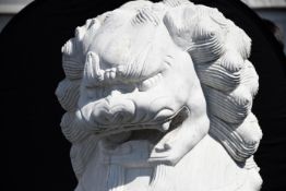 Large 5ft pair of solid marble lions