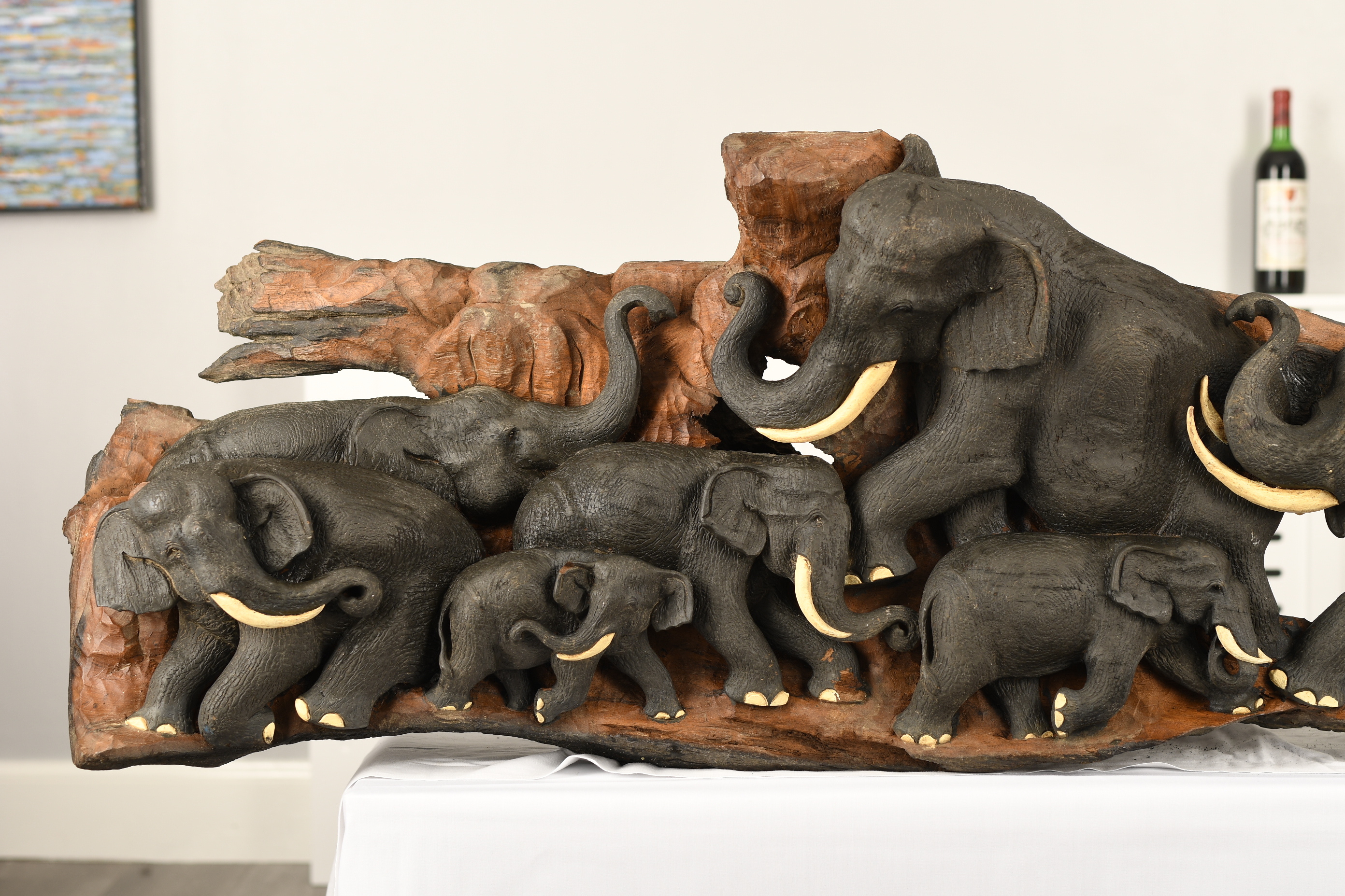 Large Elephant Wood Carving - Image 2 of 13