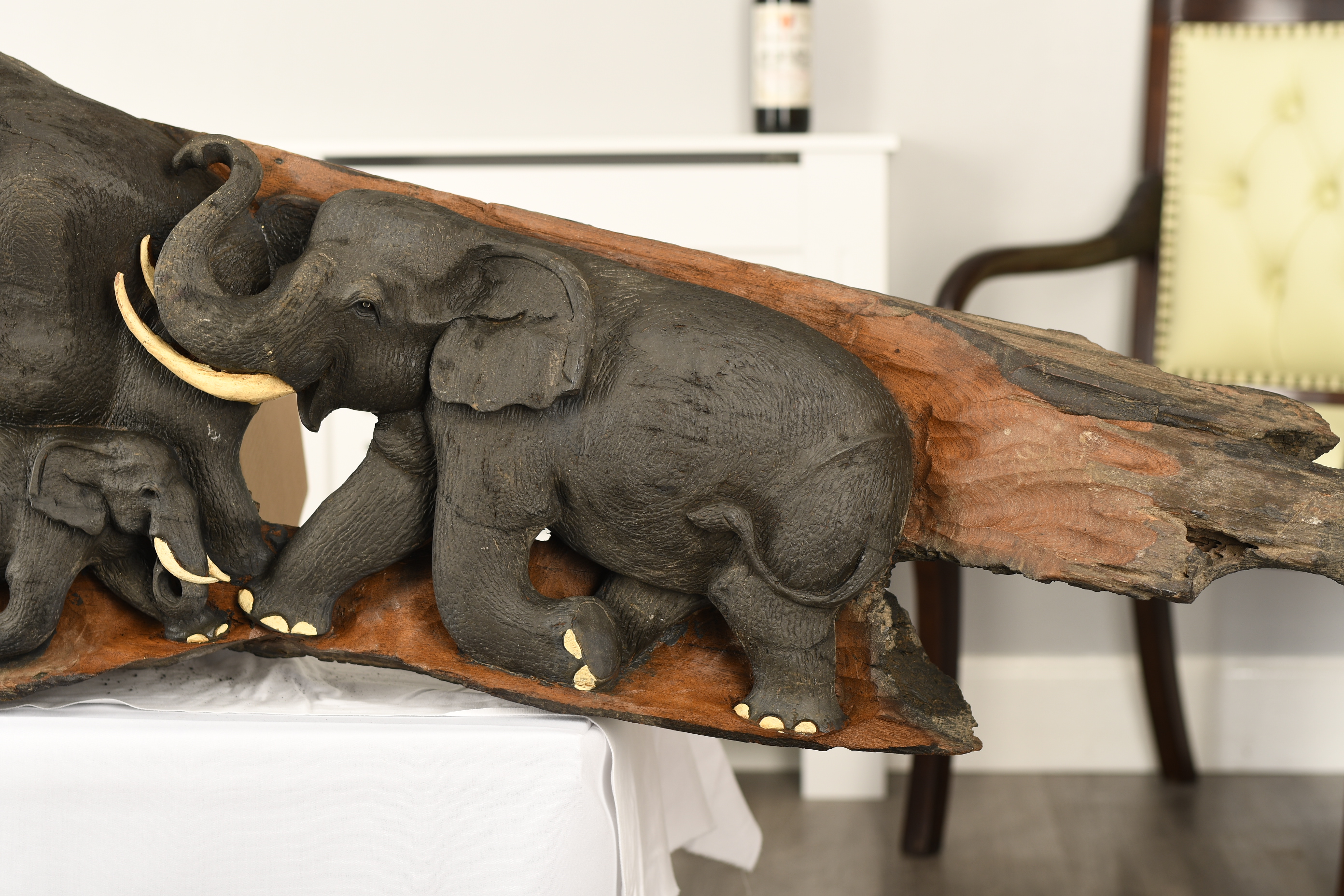 Large Elephant Wood Carving - Image 7 of 13