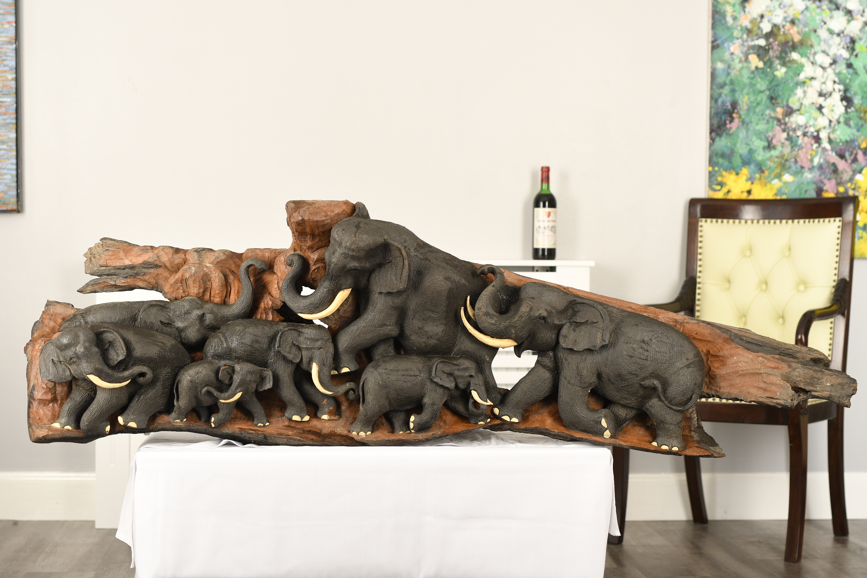 Large Elephant Wood Carving - Image 3 of 13