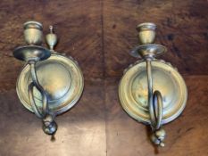 Pair of brass wall sconces for candles c 1900