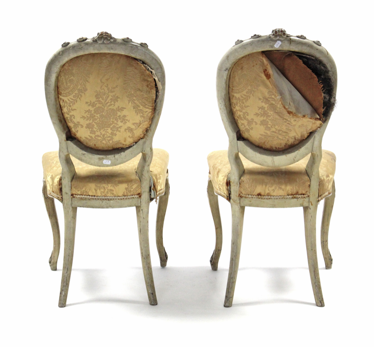 A pair of 19th century French cream & gilt painted salon chairs - Image 3 of 3