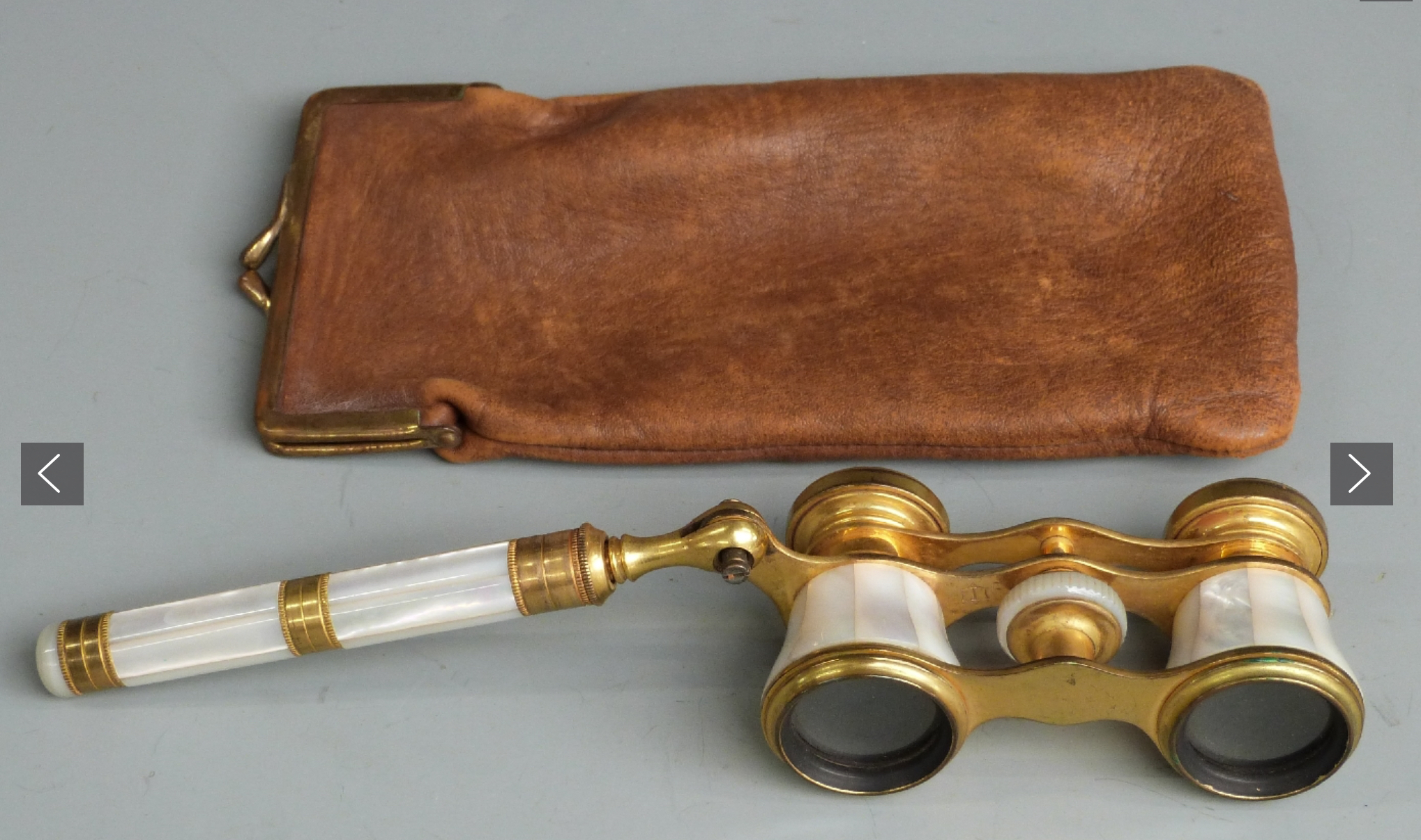 Pair of mother of Pearl opera glasses in kid-glove case - Image 3 of 3